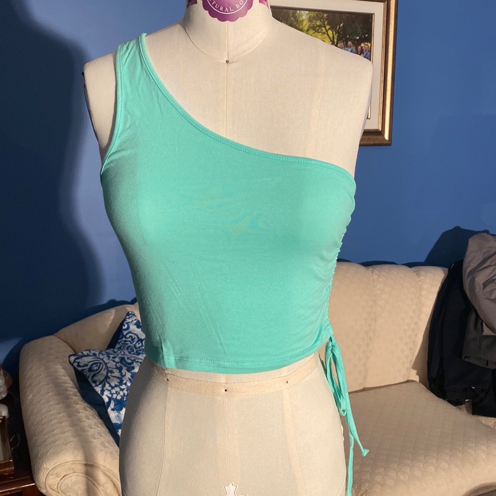 NWT Ambiance seafoam one shoulder top
